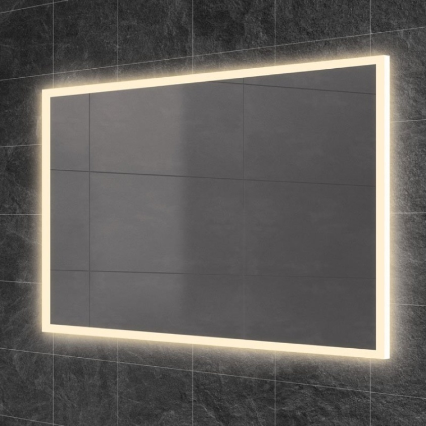 Close up product image of the HIB Globe 900mm Framed LED Bathroom Mirror